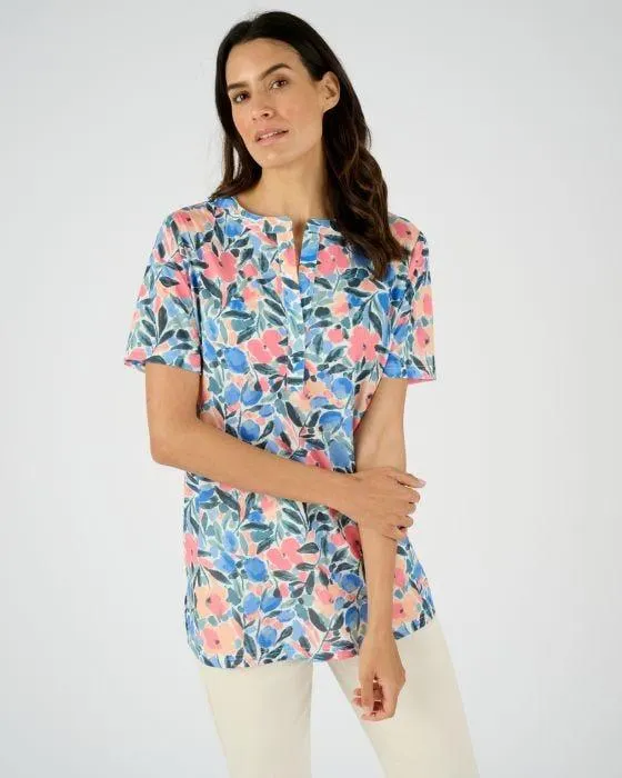 Tunique maille crêpe stretch fleurie