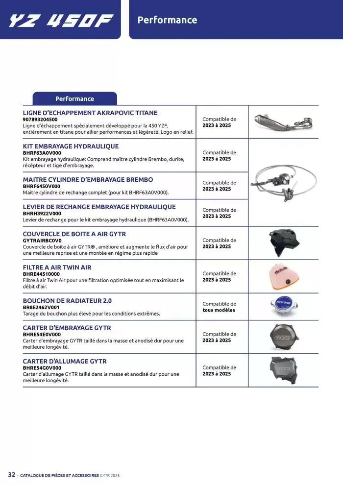 Catalogue Yamaha Motos - Accessoires GYTR Off Road du 23 septembre au 30 avril 2025 - Catalogue page 32