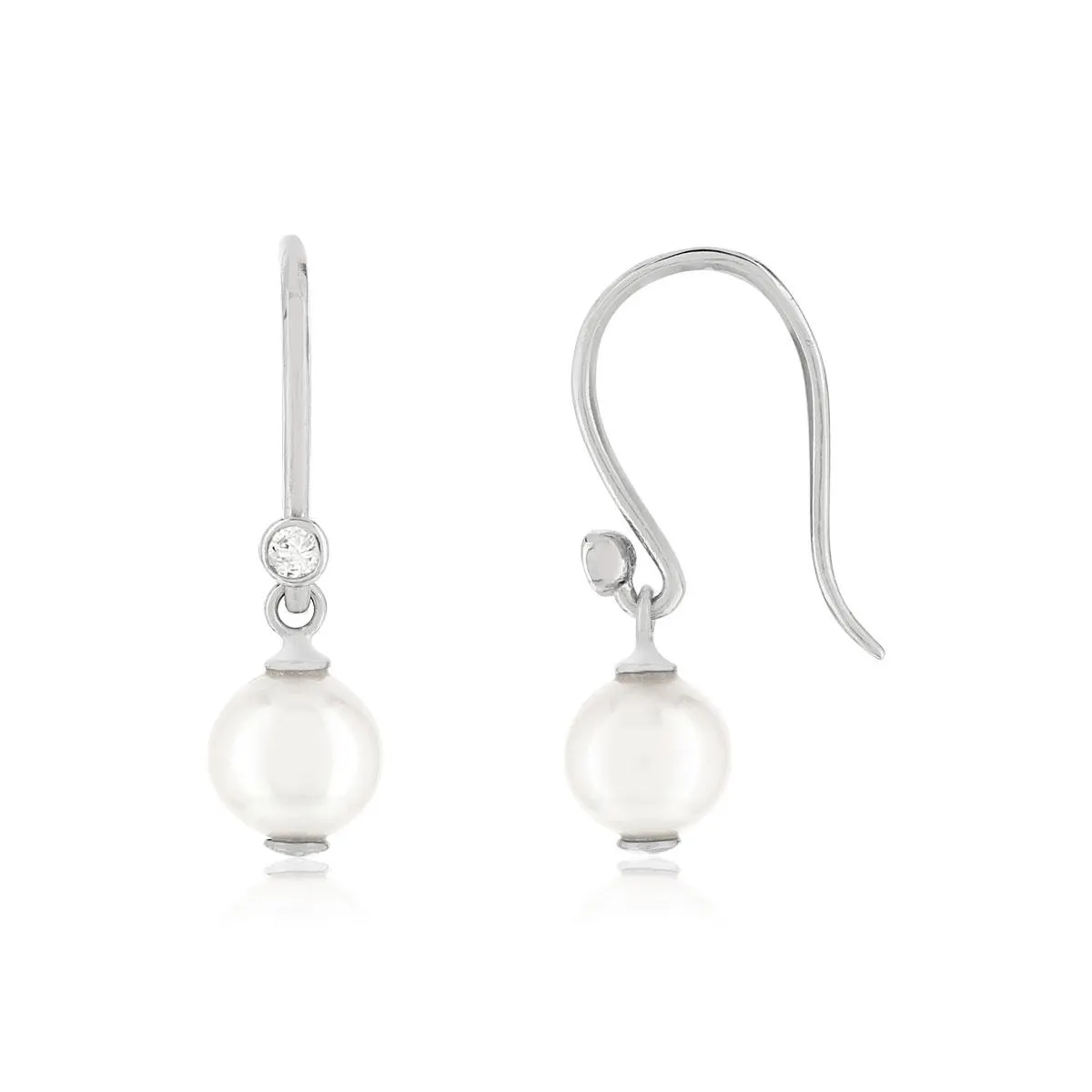 Boucles d'oreilles pendants argent 925, perles de culture de Chine, zirconias.