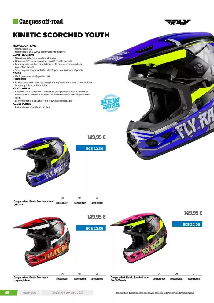 FLY RACING 2025 du 20 novembre au 31 août 2025 - Catalogue page 92