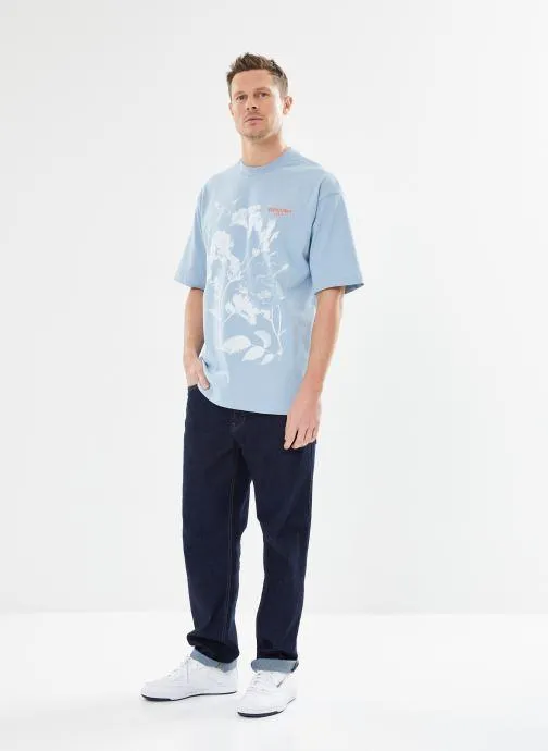 T-shirt - O/S FLOWER PRINTED SS TSHIRT - Bleu
