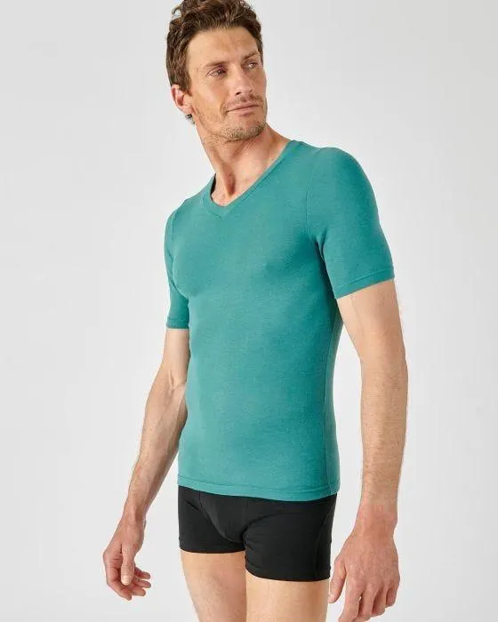 T-shirt col V manches courtes fine côte Thermolactyl Sensitive