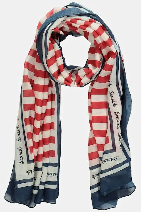 Écharpe, aspect maritime, rayures, pompons