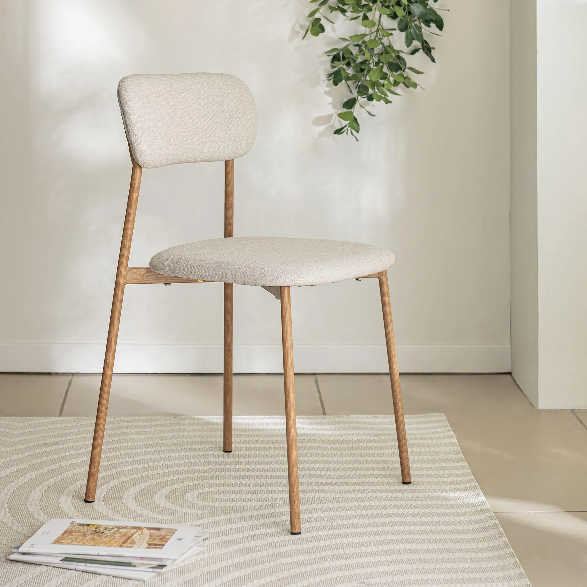 Chaise de repas en tissu - beige