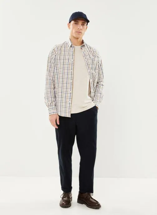 T-shirt - SLHASPEN SLUB SS O-NECK TEE NOOS - Beige