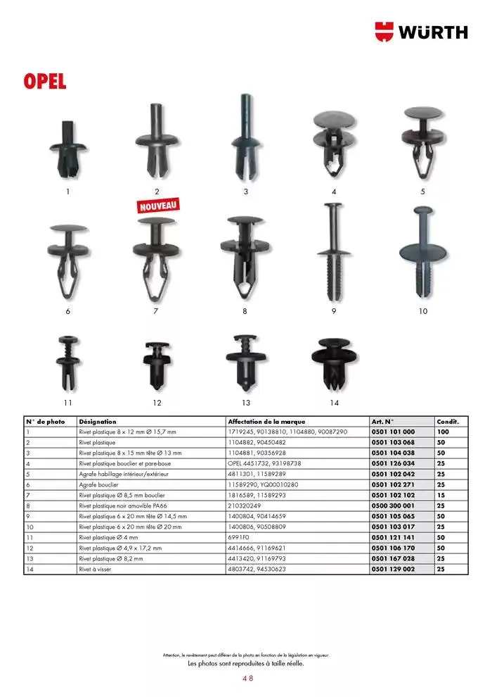 Agrafes de carrosserie du 21 janvier au 31 décembre 2025 - Catalogue page 48