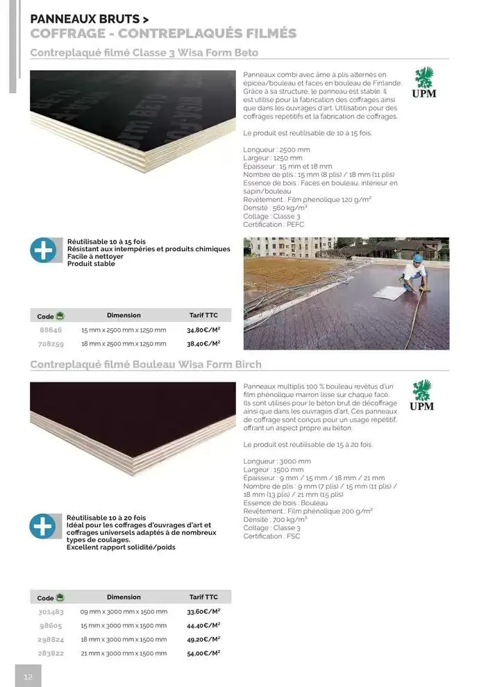 BOIS PANNEAUX 2025 2026 du 30 avril au 31 décembre 2026 - Catalogue page 12