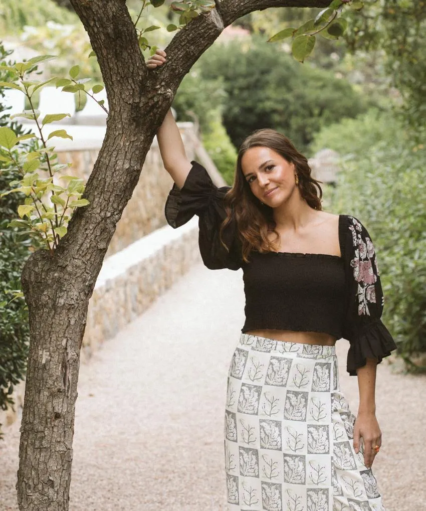 Top court Priyanka en coton smocké Bouquet