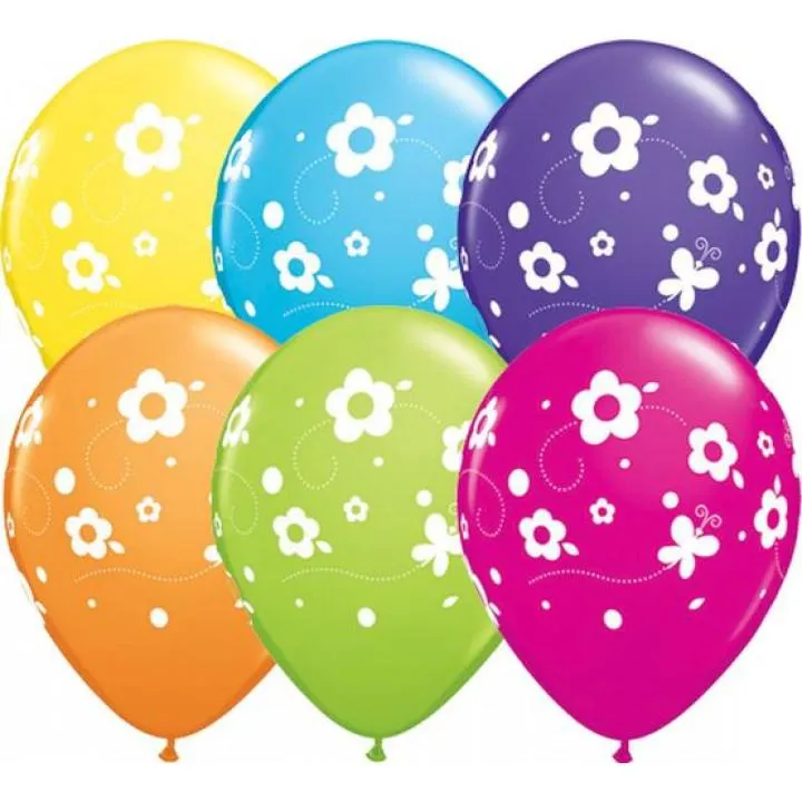 Lot de 8 ballons Fleurs tropicales en latex multicolore 27,5 cm