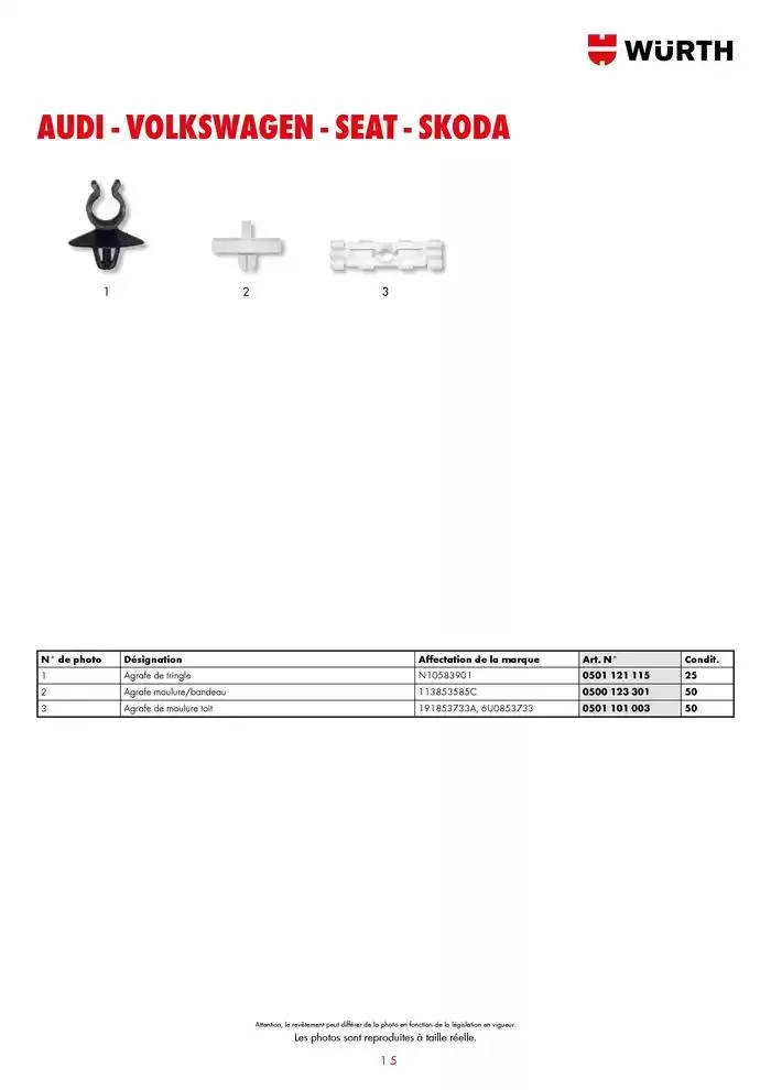Agrafes de carrosserie du 21 janvier au 31 décembre 2025 - Catalogue page 15