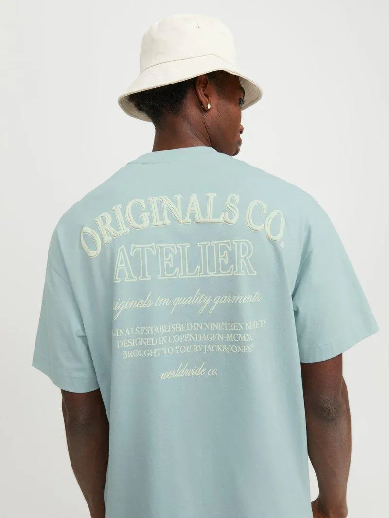 JORSANTORINI BACK SS CREW NECK - Camiseta estampada - gray mist