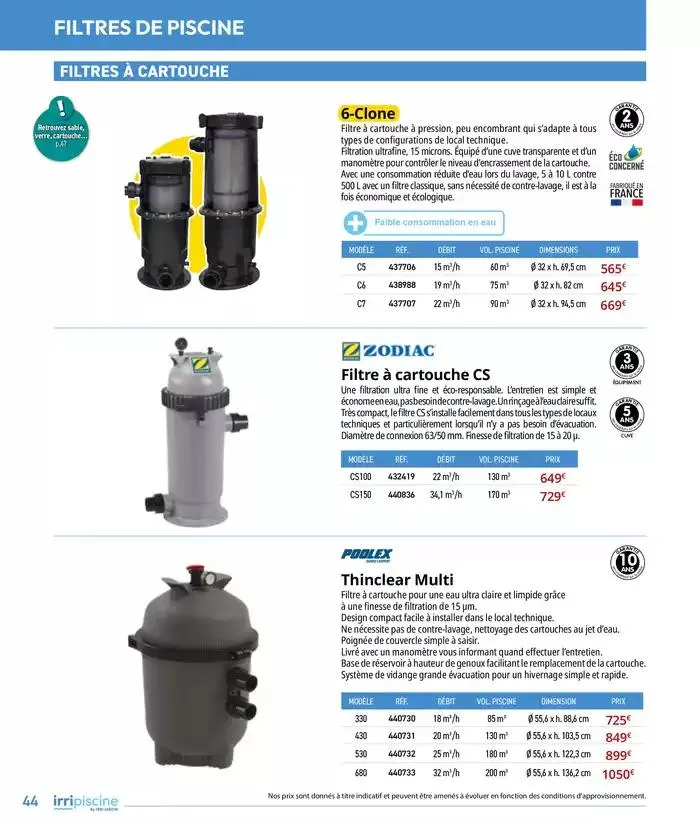 Les plaisir de l'eau Piscine,Spa,Arrosage du 10 mars au 31 décembre 2025 - Catalogue page 44