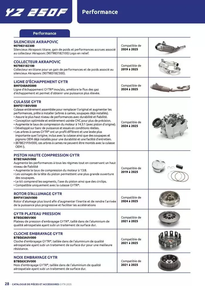 Catalogue Yamaha Motos - Accessoires GYTR Off Road du 23 septembre au 30 avril 2025 - Catalogue page 28