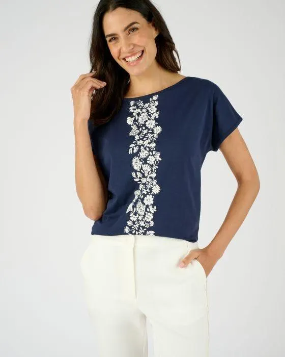 T-shirt pur coton motif reliéfé