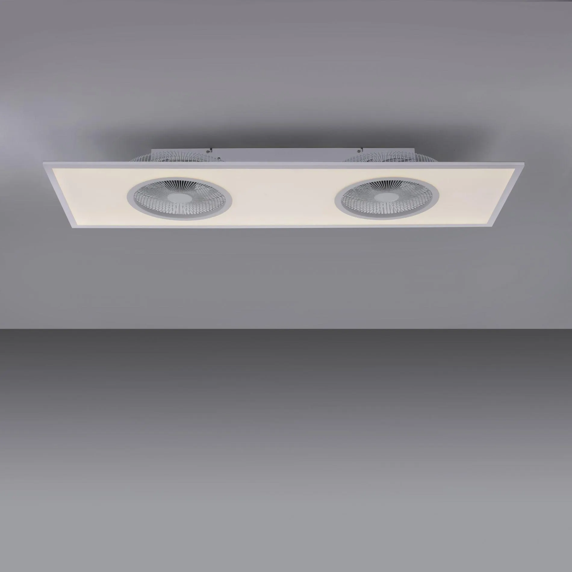 Plafonnier ventilateur LED LEONARD (D40cm) en métal blanc