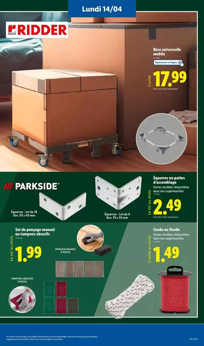 Découvrez la sélection de produits mode et bricolage à prix Lidl ! du 14 avril au 17 avril 2025 - Catalogue page 7