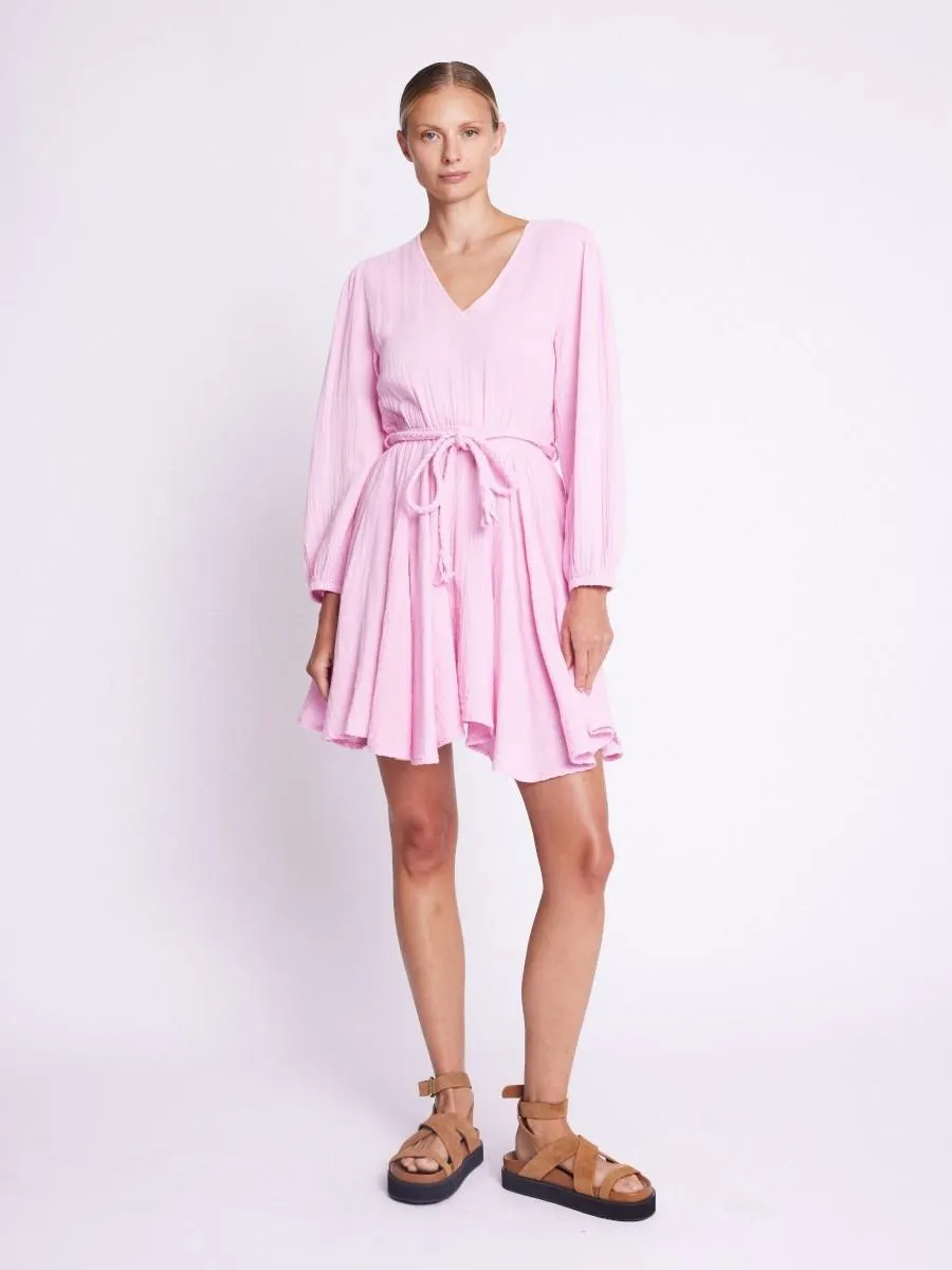 ROMANA | Robe courte rose col V