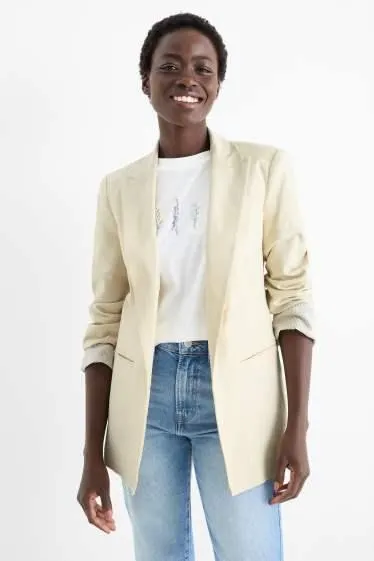 Long blazer - relaxed fit - linen blend