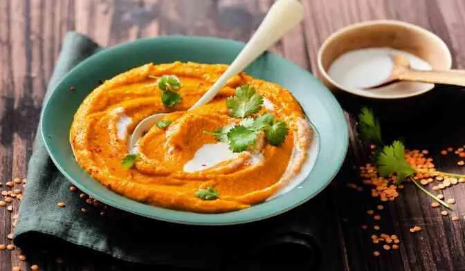 Purée de carotte-lentille corail-lait de coco bio