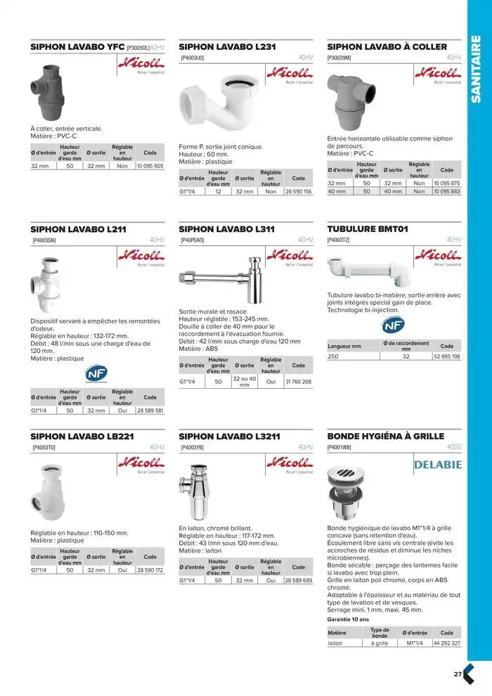 Catalogue génie climatique & sanitaire | Édition 2024-2025 du 2 octobre au 31 décembre 2025 - Catalogue page 27