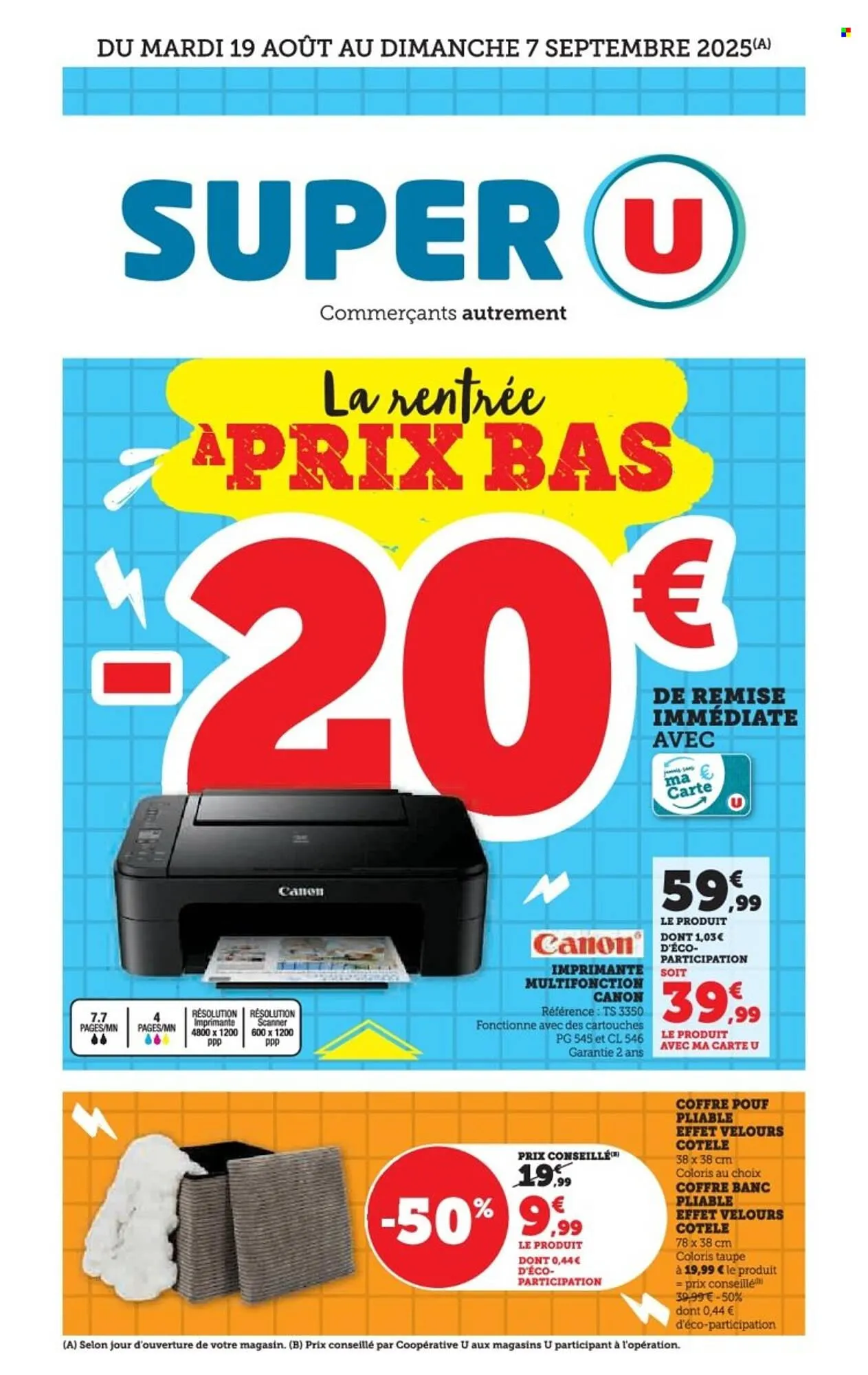 Catalogue Super U du 19 août au 7 septembre 2025 - Catalogue page 1