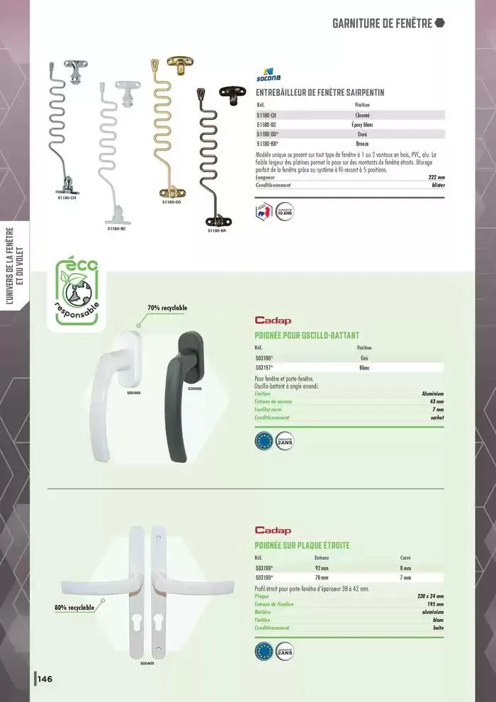 Guide Quincaillerie Serrurerie 2025 - 2026 du 1 avril au 1 avril 2026 - Catalogue page 148