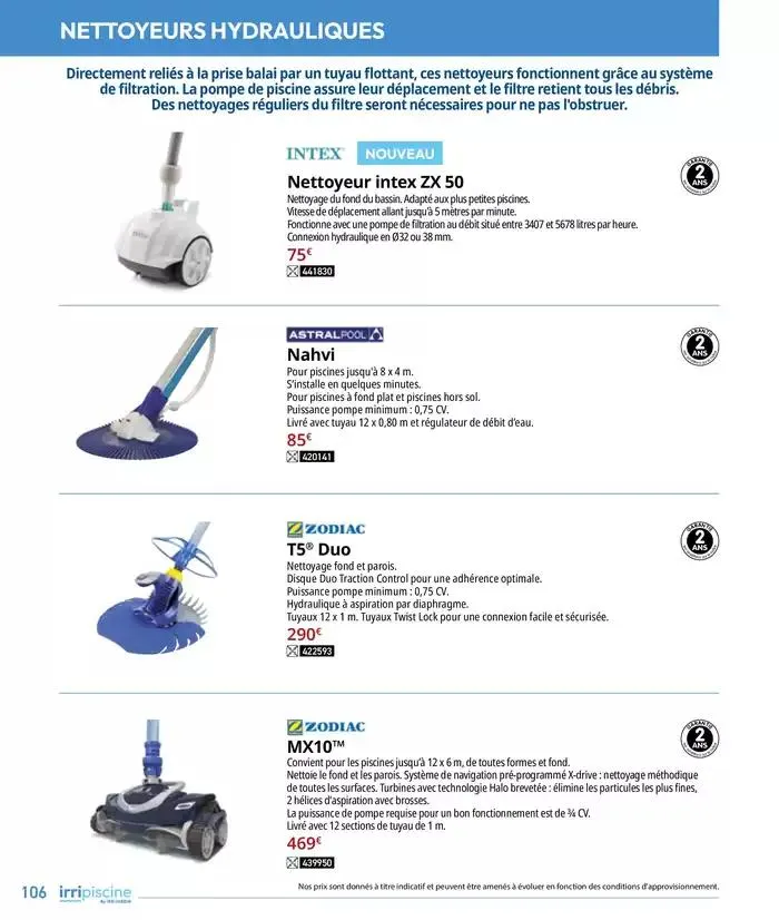Les plaisir de l'eau Piscine,Spa,Arrosage du 10 mars au 31 décembre 2025 - Catalogue page 106