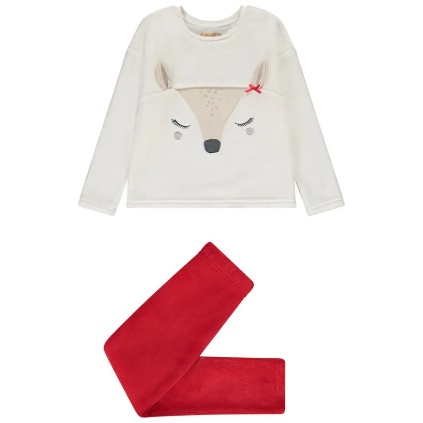 Pyjama de noël print biche et oreilles en relief pour fille