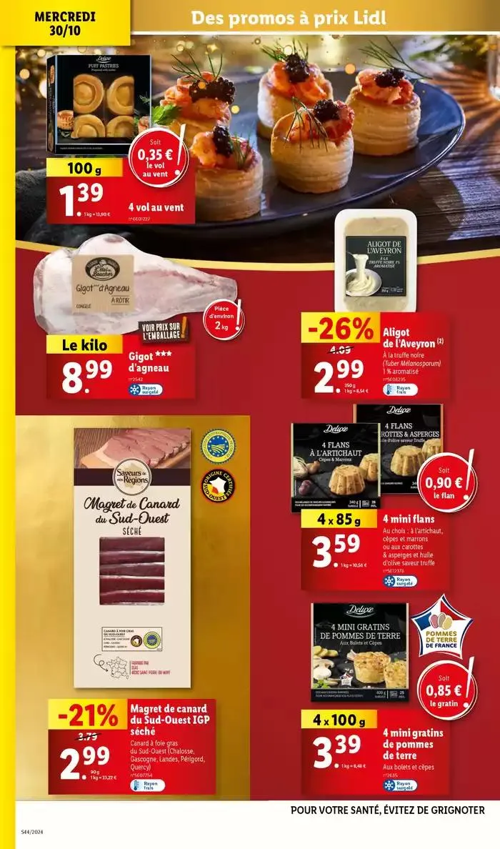 Bénéficiez de promotions sur une sélection de produits, incluant viande, fruit et fromage du 30 octobre au 5 novembre 2024 - Catalogue page 24