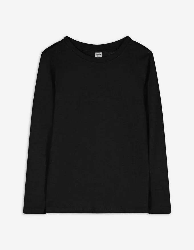 Tričko s dlouhým rukávem - Bavlna - cerná