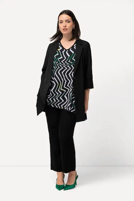 Blazer, col à revers, fermeture à bouton, manches 3/4