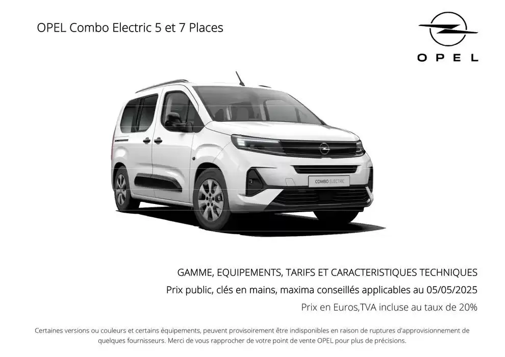 Opel Combo Electric du 25 avril au 25 avril 2026 - Catalogue page 1
