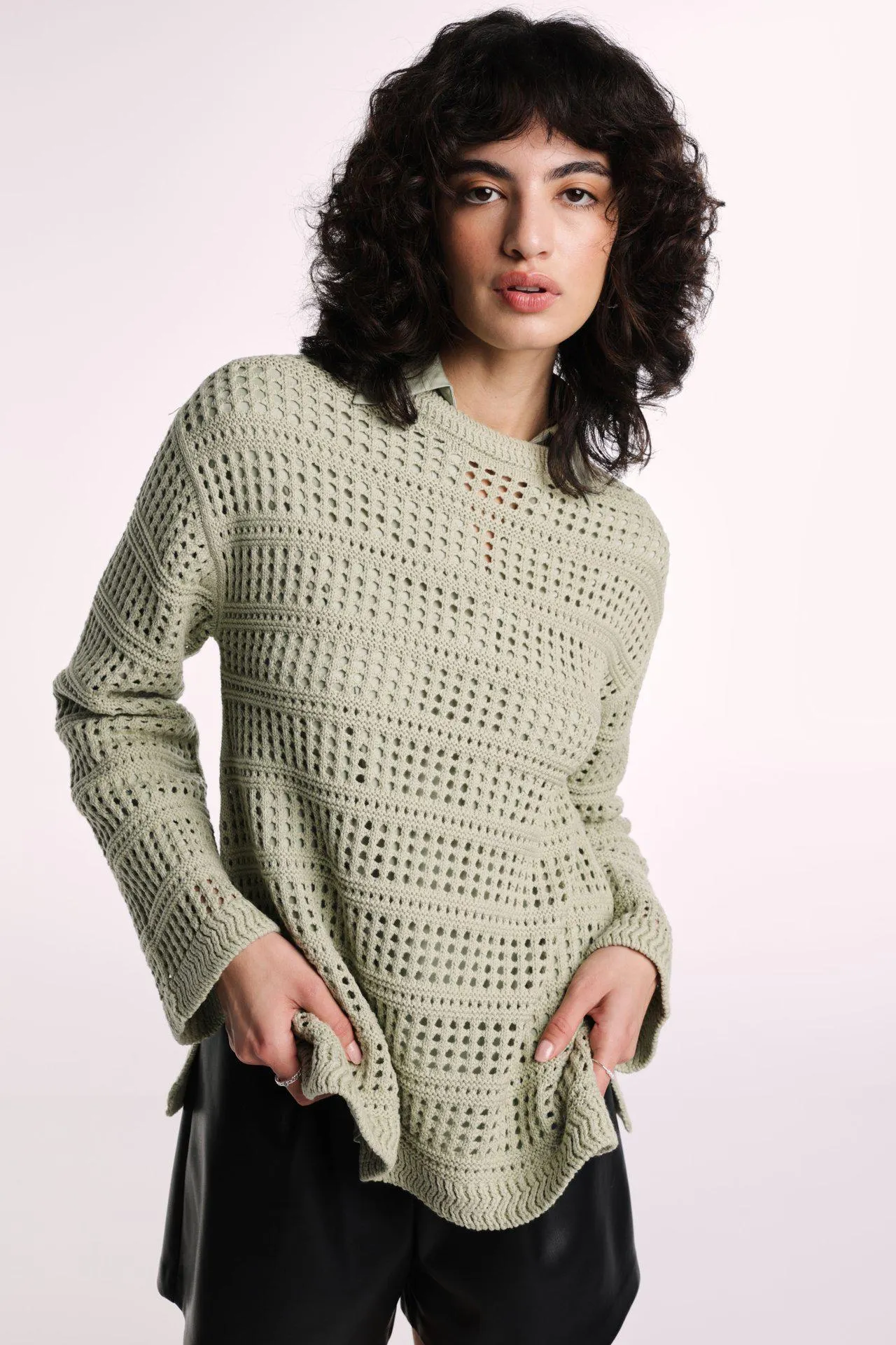 Pullover with slits