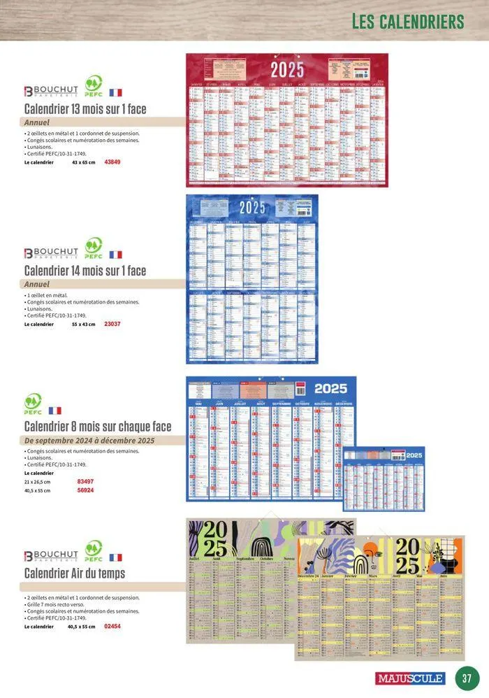 Les Agendas et Calendriers 2025 du 23 mai au 31 décembre 2025 - Catalogue page 37