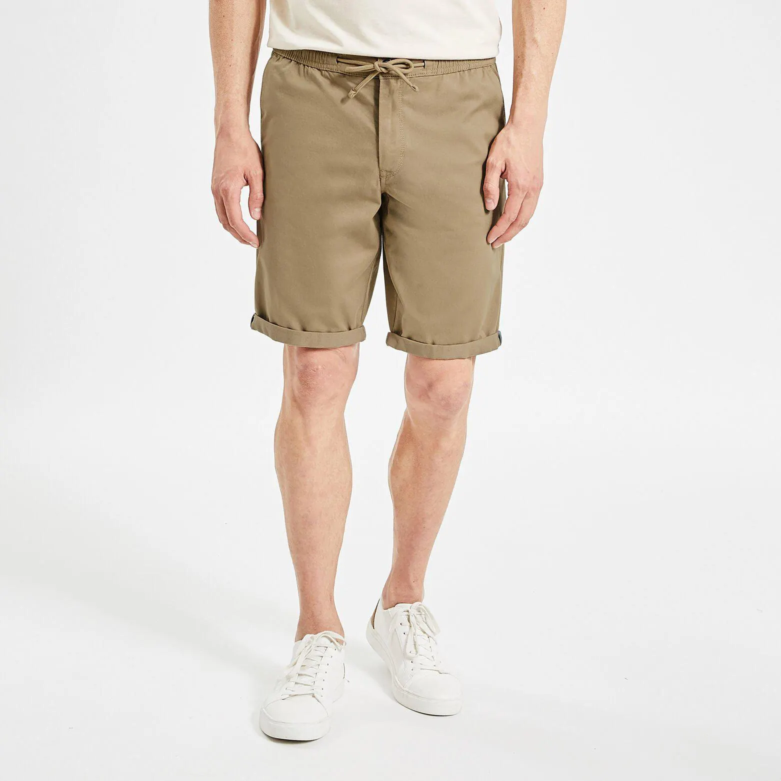 Bermuda chino taille élastiquée - Camel
