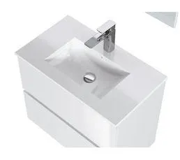 Meuble de salle de bain 80 cm REMI avec miroir blanc brillant
