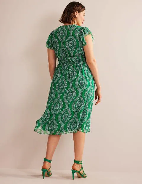 Robe midi avec taille froncée