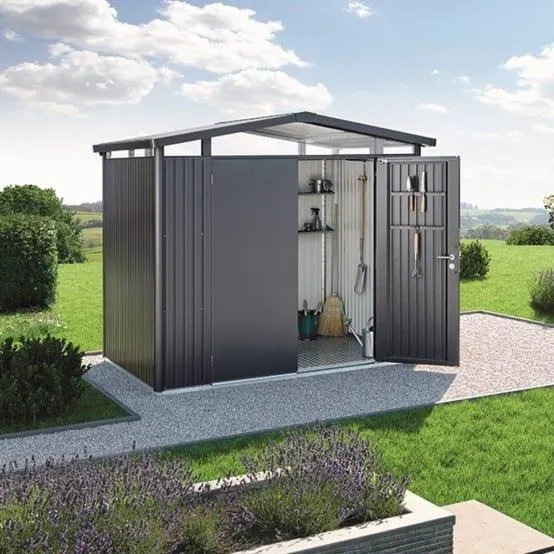 Abri de jardin métal 5,41 m² Panorama P2 gris foncé - Biohort