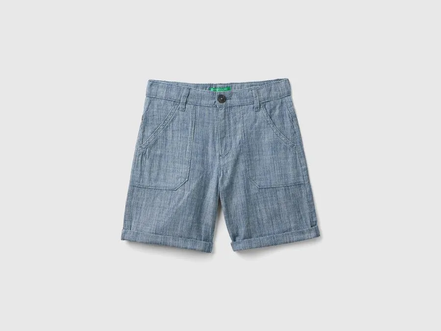 Short à rayures en chambray