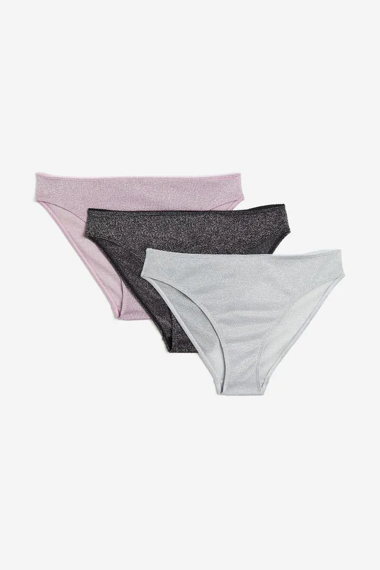Lot de 3 culottes en coton à bord picots