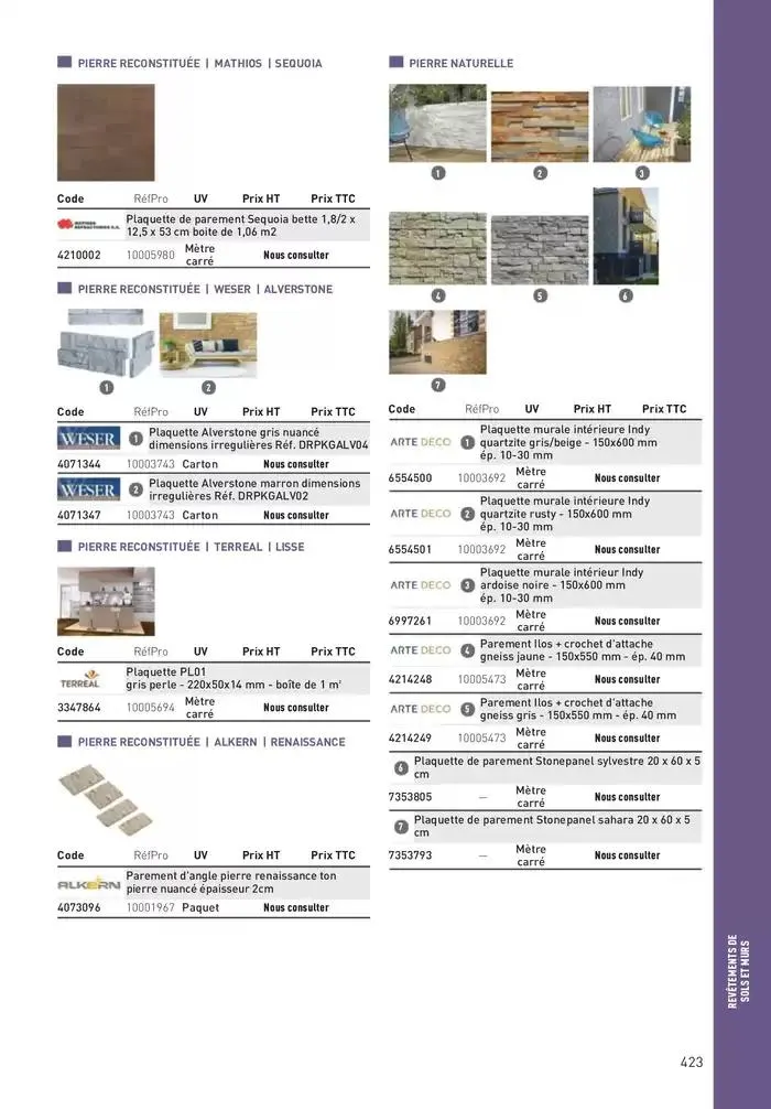Matériaux 2025 du 1 janvier au 31 décembre 2025 - Catalogue page 423