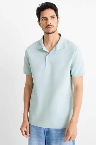 Knitted polo shirt - regular fit - textured