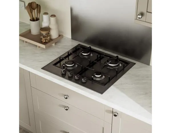 Plaque de cuisson gaz 4 feux émail noire 8500 W - 580 x 510 mm