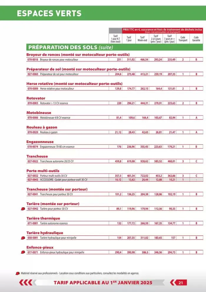 Tarifs particuliers du 3 janvier au 31 décembre 2025 - Catalogue page 23