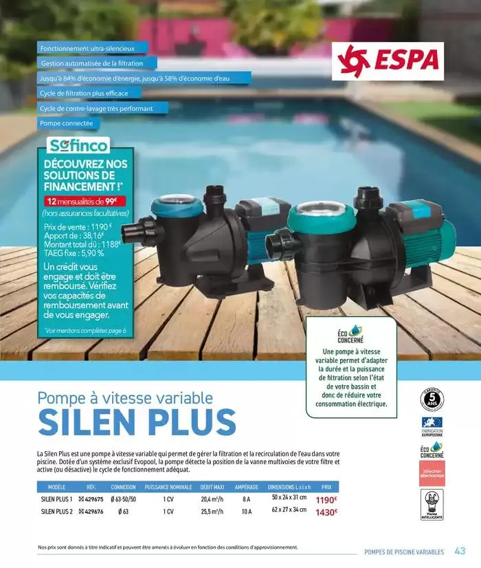 Les plaisir de l'eau Piscine,Spa,Arrosage du 10 mars au 31 décembre 2025 - Catalogue page 43