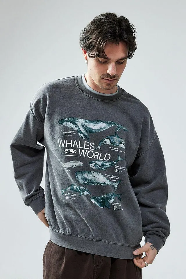 UO - Sweatshirt Whales World noir surteint