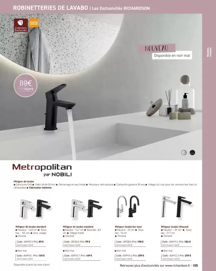 SALLE DE DE BAINS ET CARRELAGE 2025 du 11 avril au 31 décembre 2025 - Catalogue page 107