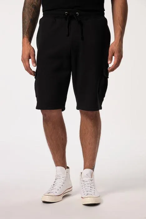Bermuda cargo en molleton, avec taille élastique et poches cargo