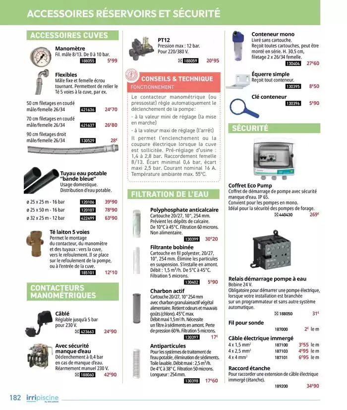 Les plaisir de l'eau Piscine,Spa,Arrosage du 10 mars au 31 décembre 2025 - Catalogue page 182