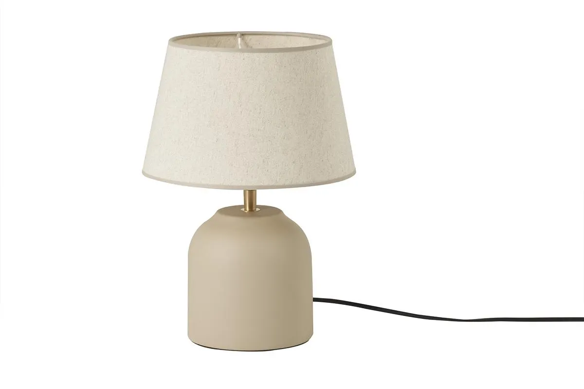 Lampe à poser taupe en céramique mate et abat-jour en lin H35 cm SIMAO